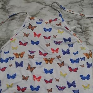 Butterfly halter crop total y2k! Size med